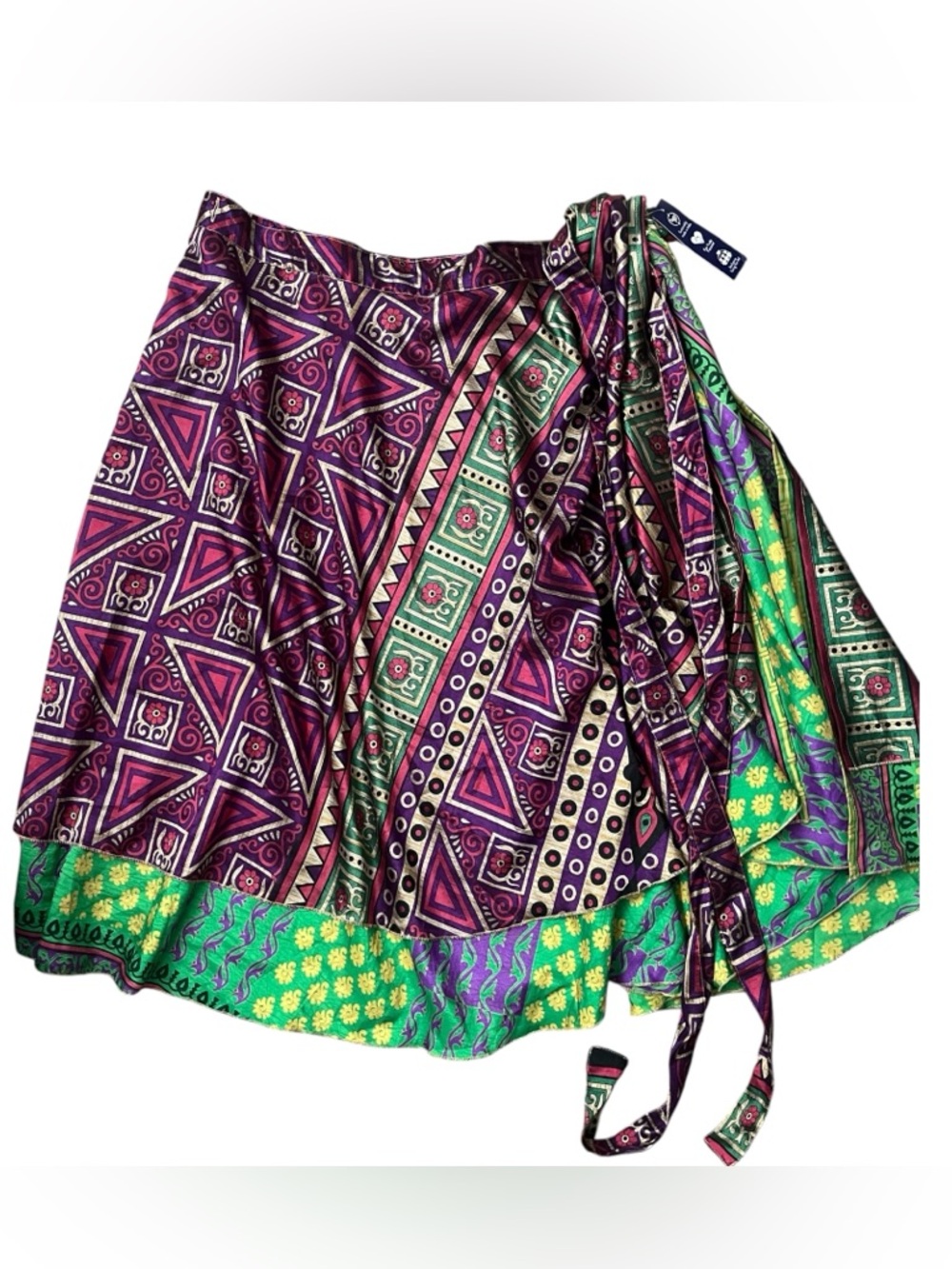 NWT Boho Sari Wrap‎ Skirt One Size Reversible Festival Colorful Unique